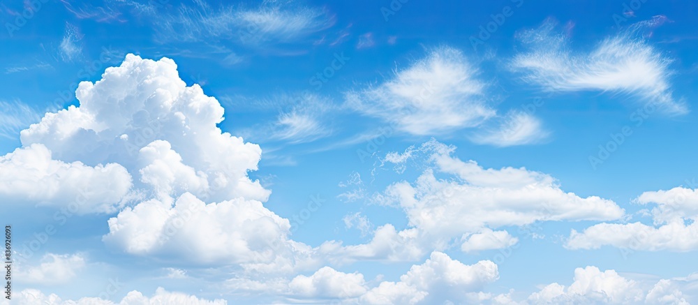 Poster Background with a blue sky and clouds, ideal for adding text or images with copy space image.