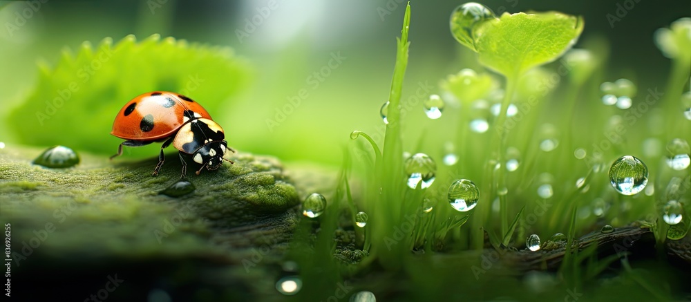Aufkleber Ladybug displayed in its natural habitat with copy space image.