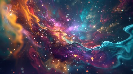 Fototapeta premium Abstract composition of colorful galaxies swirling in the depths of space, showcasing the vastness of the cosmos.