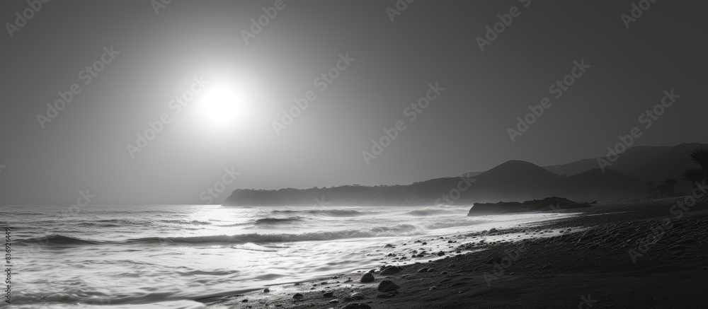 Poster monochrome seascape of the mediterranean with copy space image.
