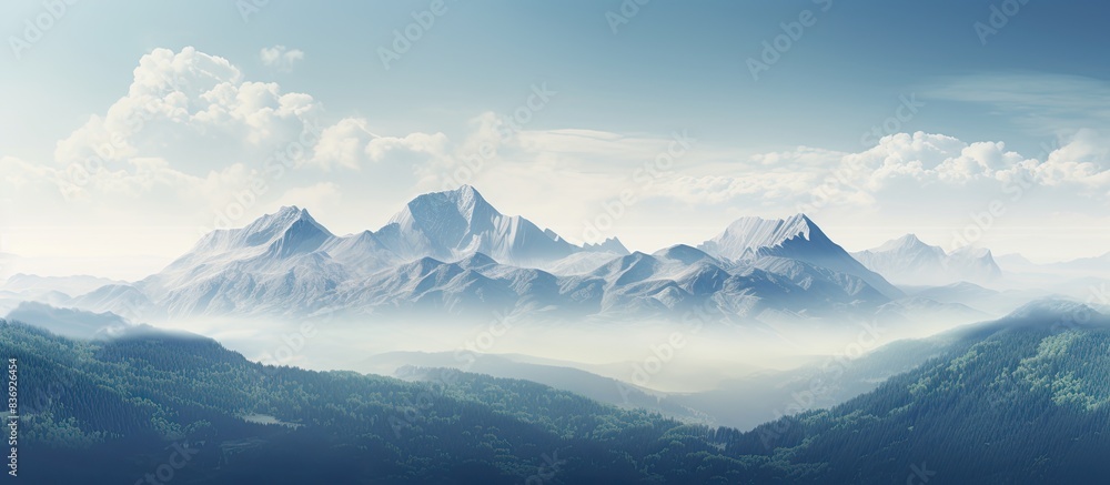 Poster Mountain landscape with a serene background and ample copy space image.