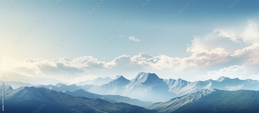 Poster mountain landscape with a serene background and ample copy space image.