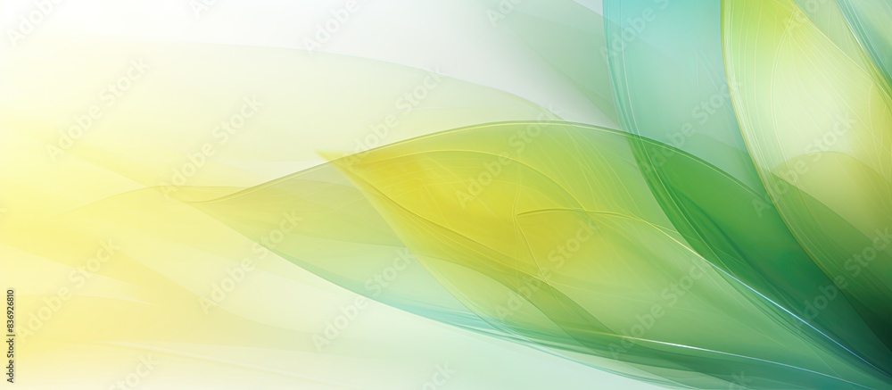 Poster green leaf abstract background with copy space image featuring layers of green, yellow, and white co