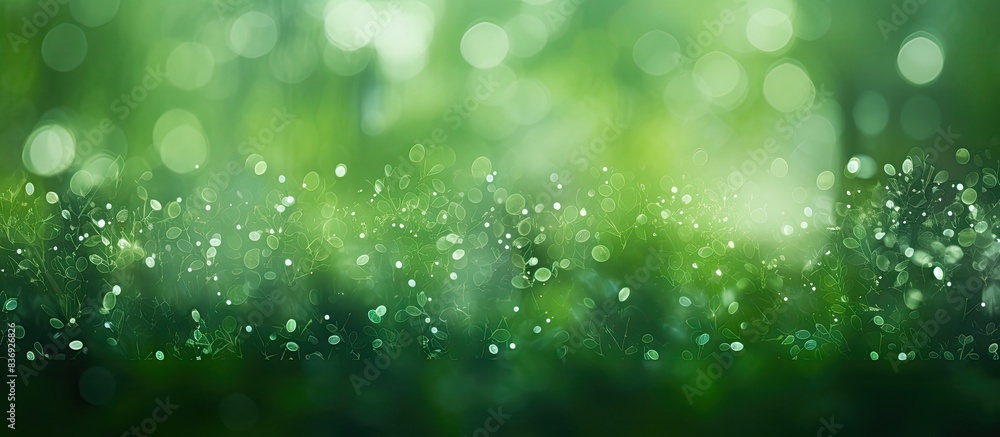 Poster Blurry green bokeh background created from the natural forest, ideal for showcasing copy space image.
