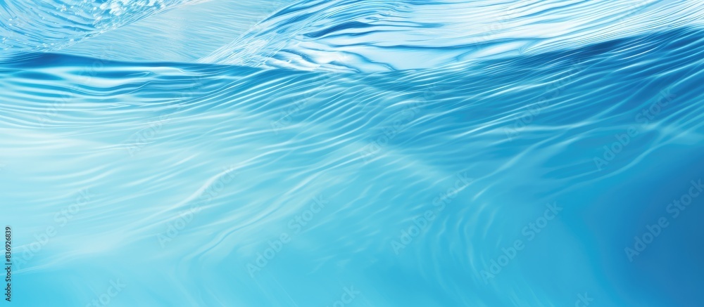 Poster Rippled swimming pool water creates an abstract background with copy space image.