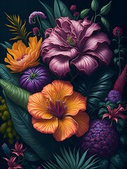 wallpaper, flores botánicas, arte fino, lujo, glamur, premium, profesional, diseño de interiores, interiorismo, diseño, diseño gráfico, buqué, flor, flor gigante, arte botánico, ilustración