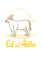 vector illustration. Muslim holiday Eid al-Adha. the sacrifice a ram or white and black sheep. graphic design decoration kurban bayrami. month lamb and a lamp.Translation from Arabic: Eid al-Adha