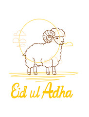 vector illustration. Muslim holiday Eid al-Adha. the sacrifice a ram or white and black sheep. graphic design decoration kurban bayrami. month lamb and a lamp.Translation from Arabic: Eid al-Adha