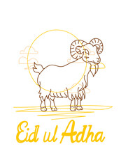 vector illustration. Muslim holiday Eid al-Adha. the sacrifice a ram or white and black sheep. graphic design decoration kurban bayrami. month lamb and a lamp.Translation from Arabic: Eid al-Adha