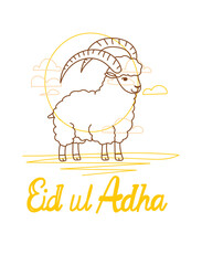 vector illustration. Muslim holiday Eid al-Adha. the sacrifice a ram or white and black sheep. graphic design decoration kurban bayrami. month lamb and a lamp.Translation from Arabic: Eid al-Adha