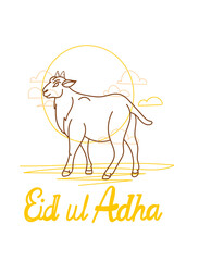 vector illustration. Muslim holiday Eid al-Adha. the sacrifice a ram or white and black sheep. graphic design decoration kurban bayrami. month lamb and a lamp.Translation from Arabic: Eid al-Adha