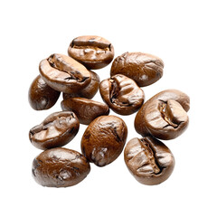 Obraz premium A Group Of Coffee Beans, Isolated On A White Background, Ready To Energize Your Day