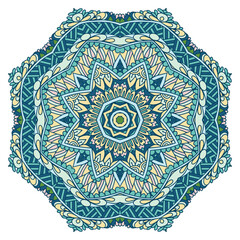 Abstract Mandala vintage Indian textile ethnic ornamental element. Arabesque medallion design