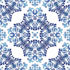 Gorgeous damask background. Mediterranean tiling mosaic.