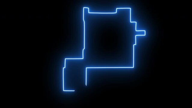 map of Roswell in New Mexico with a blue glowing neon effect