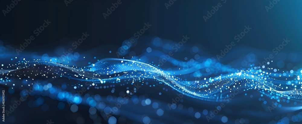 Aufkleber abstract technology background with blue digital data lines and connection dots on a dark blue banne