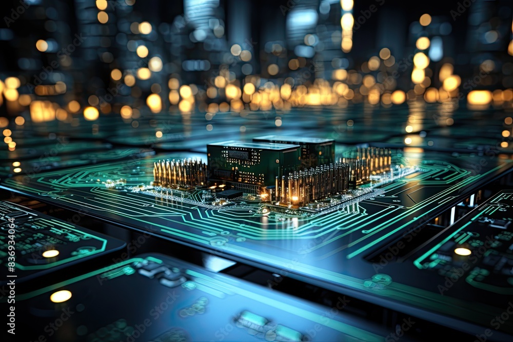 Poster artificial intelligence or modern technology high tech background