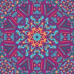 Mandala vector seamless pattern mandala art. Flower medallion print. Psychedelic art