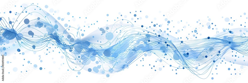 Poster blue and white vector background with dots connected by lines in the shape of an abstract network pa
