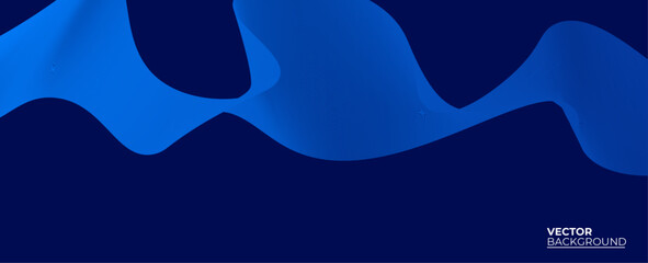 Smooth flow of wavy shape with gradient vector abstract background, dark blue design curve line energy motion, relaxing music sound or technology. banner, cover, poster, flyer, card.