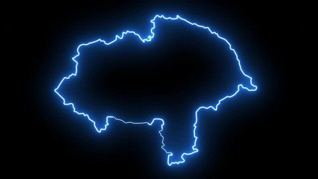 map of Durham in North Carolina with a blue glowing neon effect