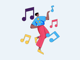 Fototapeta premium Music characters scene flat vector concept operation illustration 