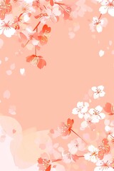Kanzashi, border, background wallpaper, blank in the middle, minimalism, negative space, used for postcard template