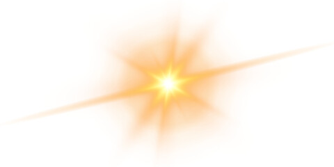 Yellow bright star and shimmering glare, transparent sunlight special lens flare light effect. Solar flare. Sun flash. Png.
