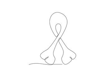 Single continuous line drawing of a Bone shape ribbon, World Osteoporosis Day concept. One line draw design vector illustration
