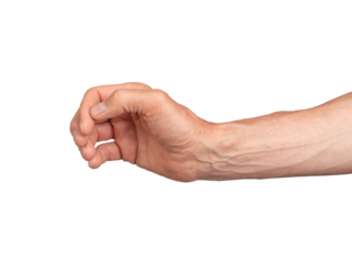Hand gesture take grab hold space empty something isolated. Cover person adult arm white human skin body finger. Men male fist background sign wrist caucasian symbol palm, transparent png