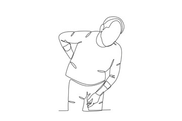 Single continuous line drawing of a Man with osteoporosis disease, World Osteoporosis Day concept. One line draw design vector illustration
