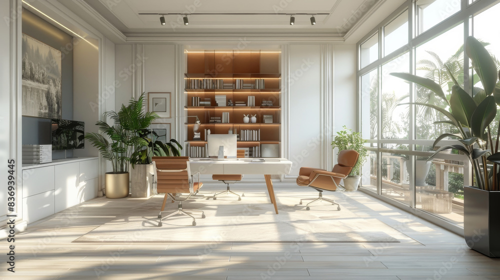 Aufkleber 3d illustration of office for routine work. generative ai.