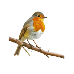 A Robin Perches On A Branch, Its Presence A Harbinger Of Spring Against The Blank Canvas