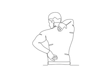 Single continuous line drawing of a Man with osteoporosis disease, World Osteoporosis Day concept. One line draw design vector illustration
