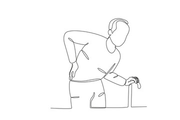 Single continuous line drawing of a Man with osteoporosis disease, World Osteoporosis Day concept. One line draw design vector illustration
