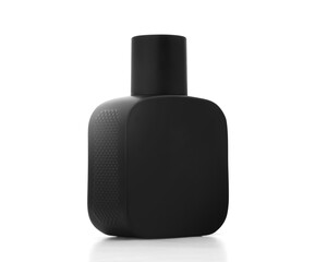 Black bottle perfume mock up isolated on white background
