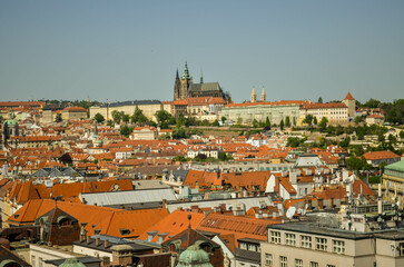 Prague castle from Prague old town hall tower