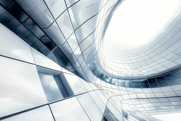 Obraz premium The beauty of modern architecture elegance in the urban business district with sleek curvilinear design and reflective glass facade