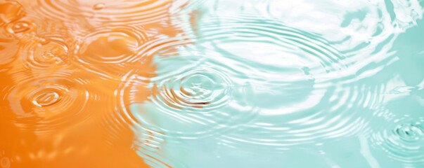 Colorful liquid top view. Water surface with gentle ripples and concentric rings, capturing the serene and refreshing essence of calm water