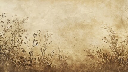 Vintage wild grass silhouette on textured background