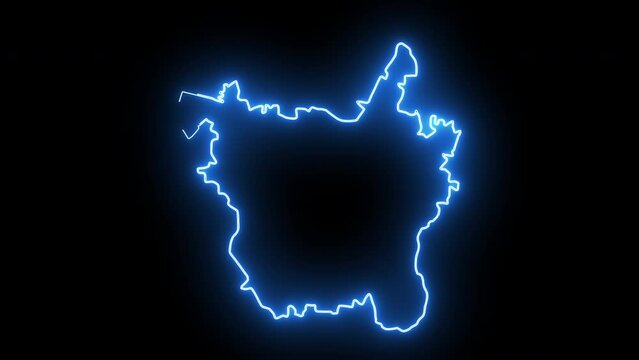 map of Raleigh in North Carolina with a blue glowing neon effect