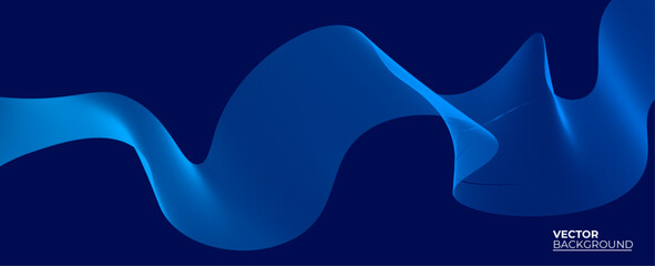 Abstract blue background with flowing lines for futuristic concept. Dynamic waves. relaxing music sound or technology. banner, cover, poster, flyer, card. vector illustration