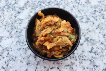 Oyster mushroom masala, pleurotus mushroom curry, cooked in Indian sauce