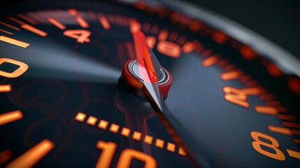 A speedometer design for car auto dashboards, showcasing abstract technology with a download progress bar or round indicator representing web speed. This vector design merges automotive 