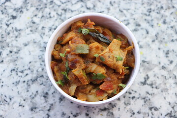 Oyster mushroom masala, pleurotus mushroom curry, cooked in Indian sauce