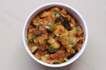 Oyster mushroom masala, pleurotus mushroom curry, cooked in Indian sauce