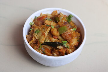 Oyster mushroom masala, pleurotus mushroom curry, cooked in Indian sauce