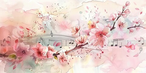 Beautiful Floral Music Notes Illustration