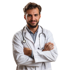 Fototapeta premium Confident male Medical Professional on isolated transparent background