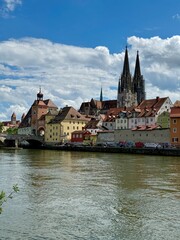 Fototapeta premium view of the old town Regensburg, Germany
